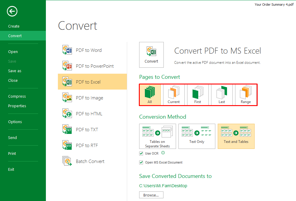 convert pdf to excel sheet